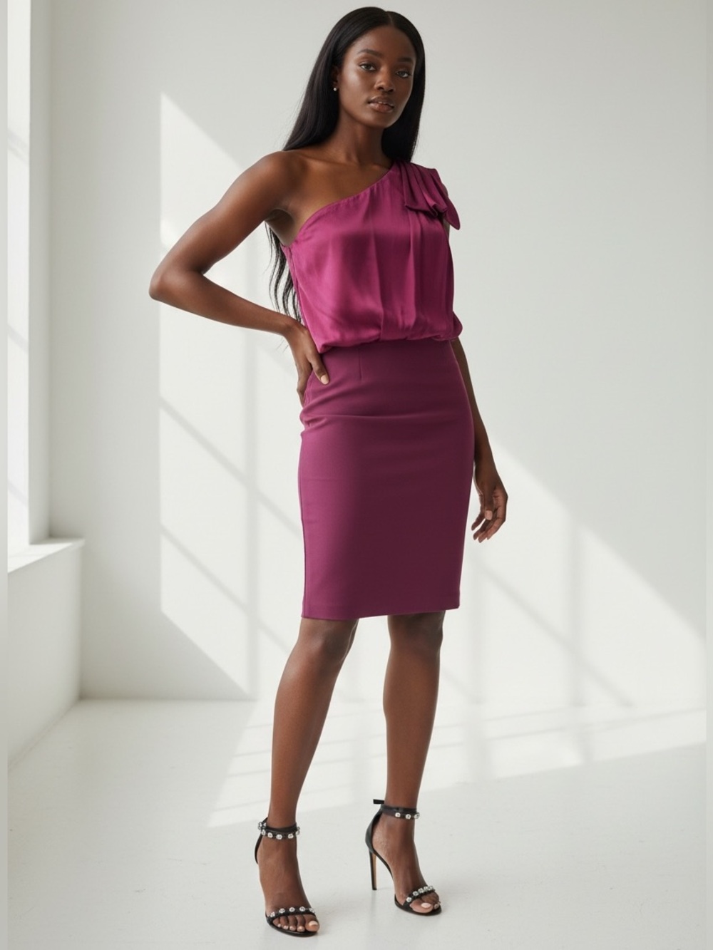 Armani Exchange magenta dress